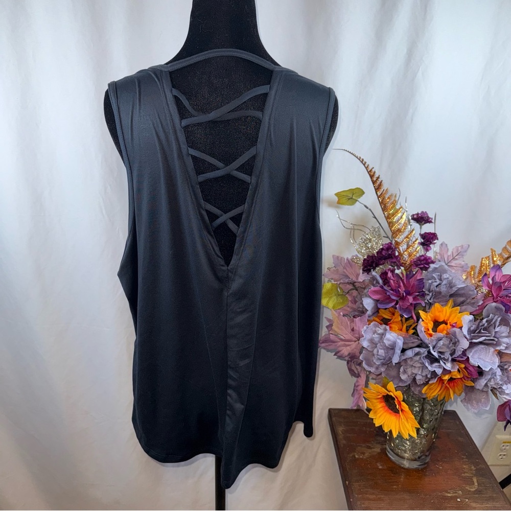 Freely Black Crisscross Back Tank Top Sleeveless Flowy Stretch 1X - Picture 3 of 8